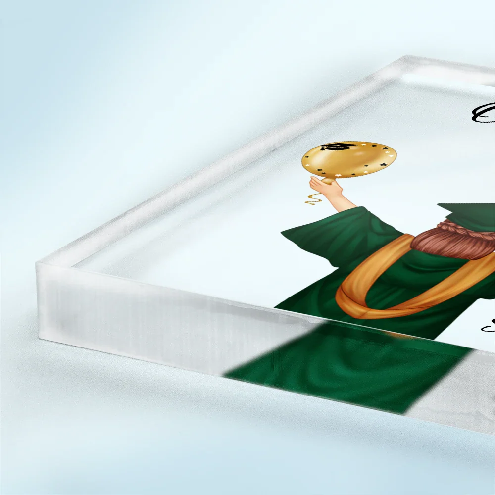 Graduation, Gift For Yourself, Happy - She Believed She Could - Personalized Square Shaped Acrylic Plaque