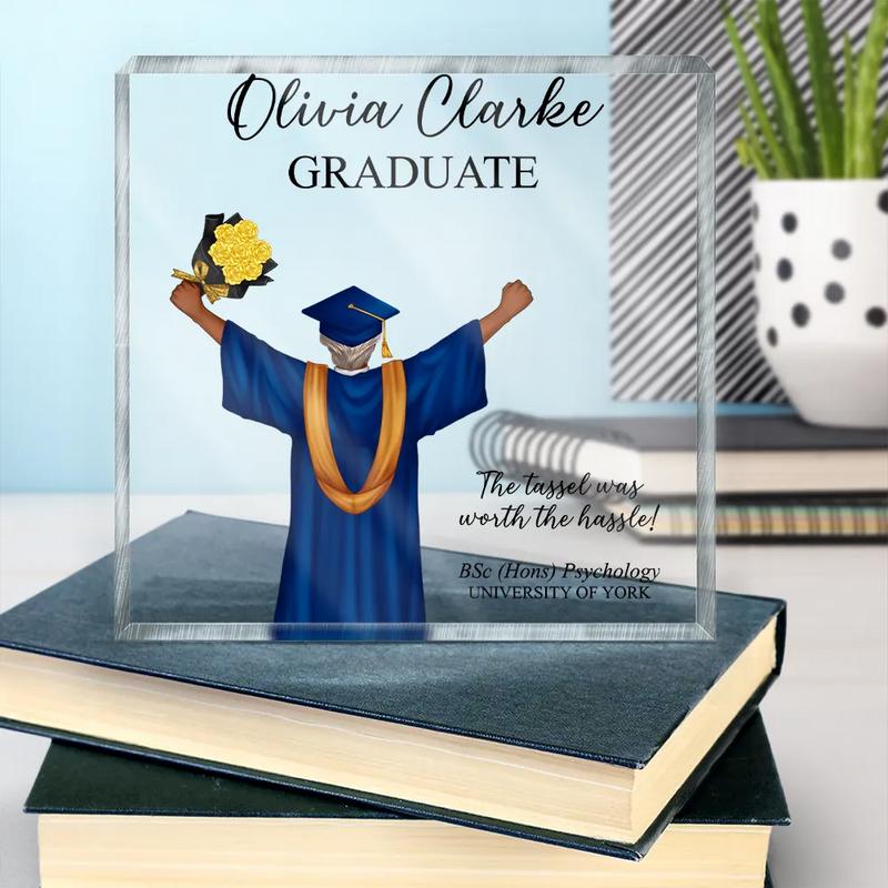 Graduation, Gift For Yourself, Happy - She Believed She Could - Personalized Square Shaped Acrylic Plaque