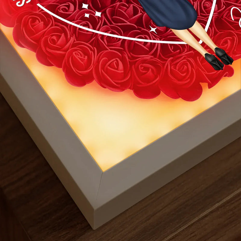 Graduation,Gift For Yourself,Happy - She Believed She Could Graduation Gift - Personalized LED Light Flower Shadow Box