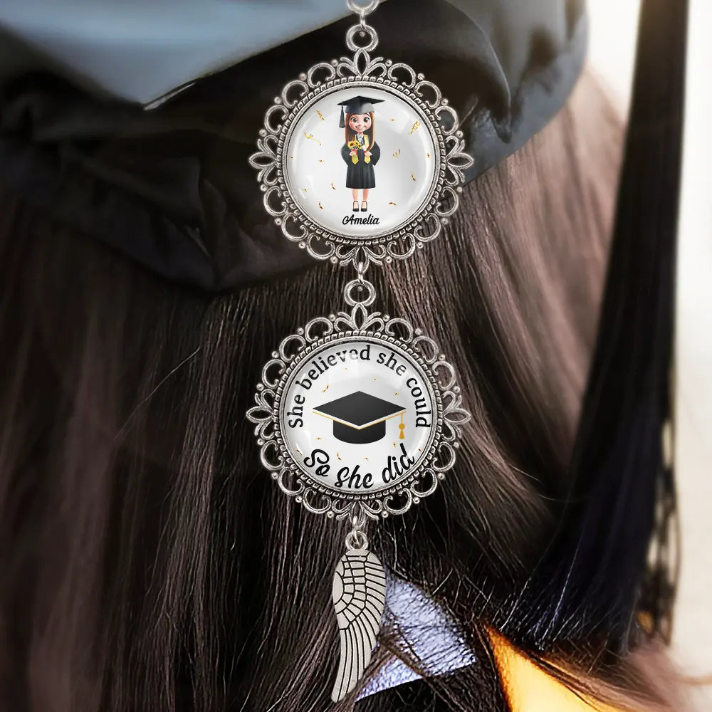 Graduation,Gift For Yourself,Gift For Bestie,Gift For Girlfriend,Gift For Sibling,Gifts For Colleagues,Happy,Gift For Boyfriend - She Believed She Could So She Did - Personalized Photo Pendant Charm