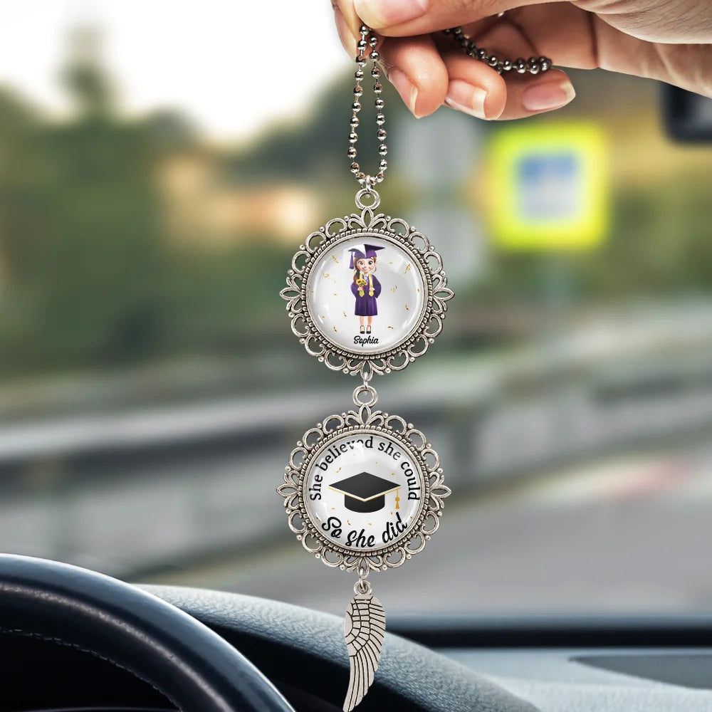 Graduation,Gift For Yourself,Gift For Bestie,Gift For Girlfriend,Gift For Sibling,Gifts For Colleagues,Happy,Gift For Boyfriend - She Believed She Could So She Did - Personalized Photo Pendant Charm