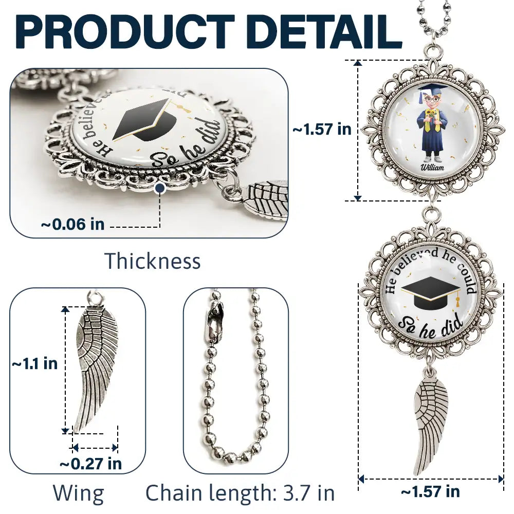 Graduation,Gift For Yourself,Gift For Bestie,Gift For Girlfriend,Gift For Sibling,Gifts For Colleagues,Happy,Gift For Boyfriend - She Believed She Could So She Did - Personalized Photo Pendant Charm