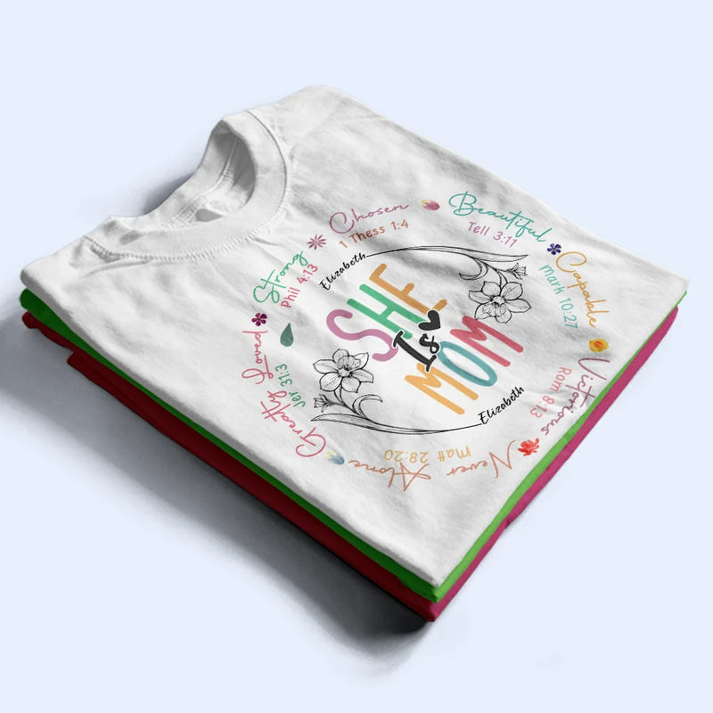 Gift For Mother, Love - She Is Mom Strong Chosen Beautiful Capable Victorious - Personalized T Shirt