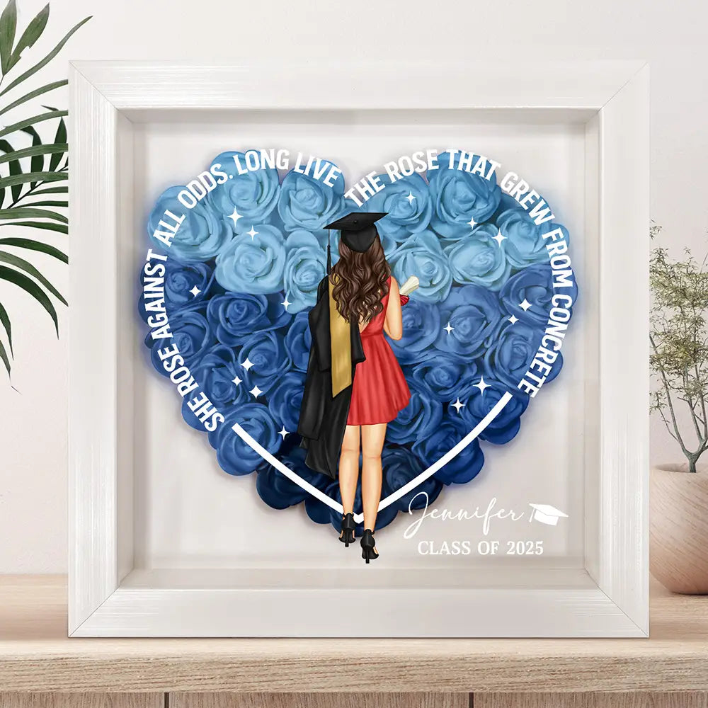 She Rose Against All Odds - Personalized Flower Shadow Box