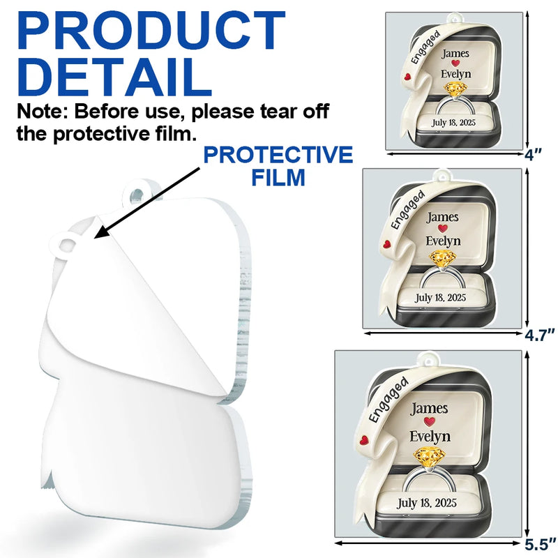 Wedding Anniversary, Wedding, Engaged, Gift For Couples, Love, Christmas - She Said Yes Engaged Married Ceramic Effect Ring Box - Personalized Custom Shaped Acrylic Ornament