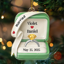 Wedding Anniversary, Wedding, Engaged, Gift For Couples, Love, Christmas - She Said Yes Engaged Married Ceramic Effect Ring Box - Personalized Custom Shaped Acrylic Ornament