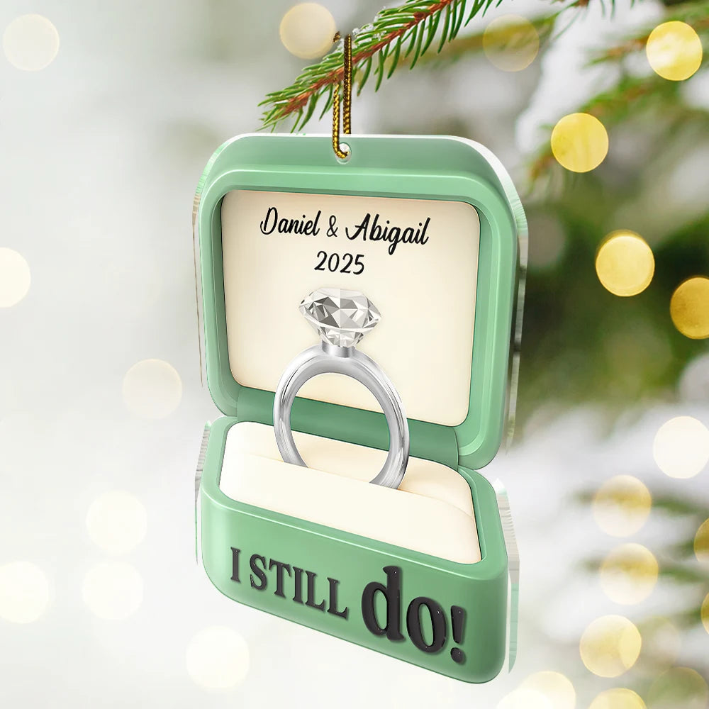 Christmas, Gift For Couples, Engaged, Wedding, Love, Wedding Anniversary - She Said Yes Engaged Married Couple Ring Box - Personalized Custom Shaped Acrylic Ornament