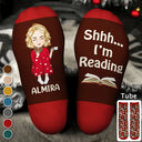 Gift For Yourself,Gift For Women,Gift For Men,Happy,Reading,Christmas - Shhh I'm Reading - Personalized Socks