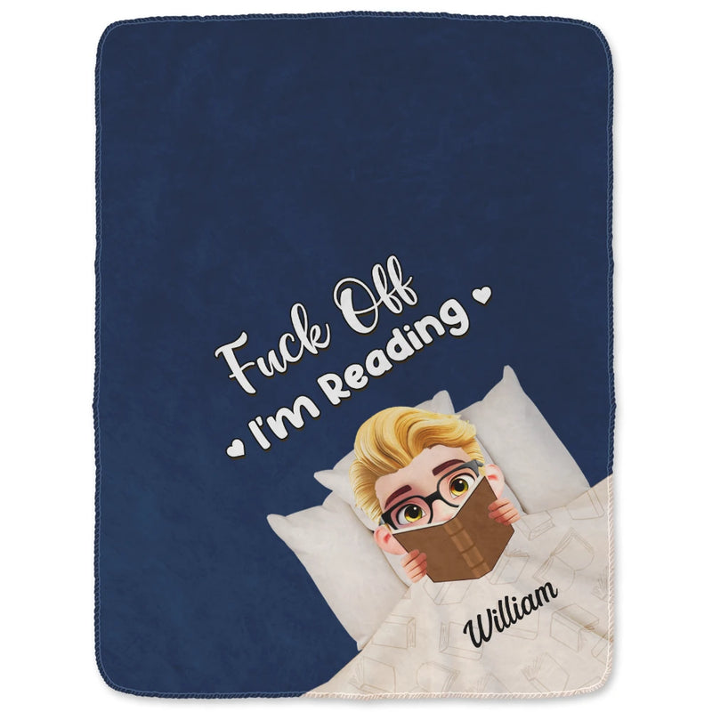 Reading,Gift For Yourself,Gift For Women,Happy - Shhh I'm Reading 3D Effect In Bed - Personalized Fleece Blanket, Sherpa Blanket