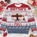 Camping,Campsite,Funny,Christmas - Shitter's Full Camping Lover - Personalized Unisex Ugly Sweater