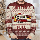 Camping,Campsite,Funny,Christmas - Shitter's Full Camping Lover - Personalized Unisex Ugly Sweater