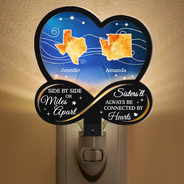 Family,Gift For Sisters,Gift For Sibling,Gift For Bestie,Love,Long Distance - Side By Side Or Miles Apart - Personalized Plug-in Night Light