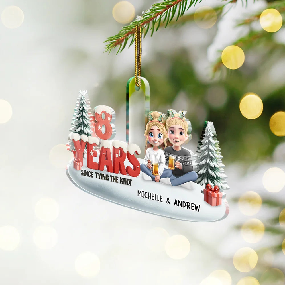 Gift For Couples,Gift For Husband,Gift For Wife,Christmas,Wedding,Love - Since Tying The Knot - Personalized Custom Shaped Acrylic Ornament