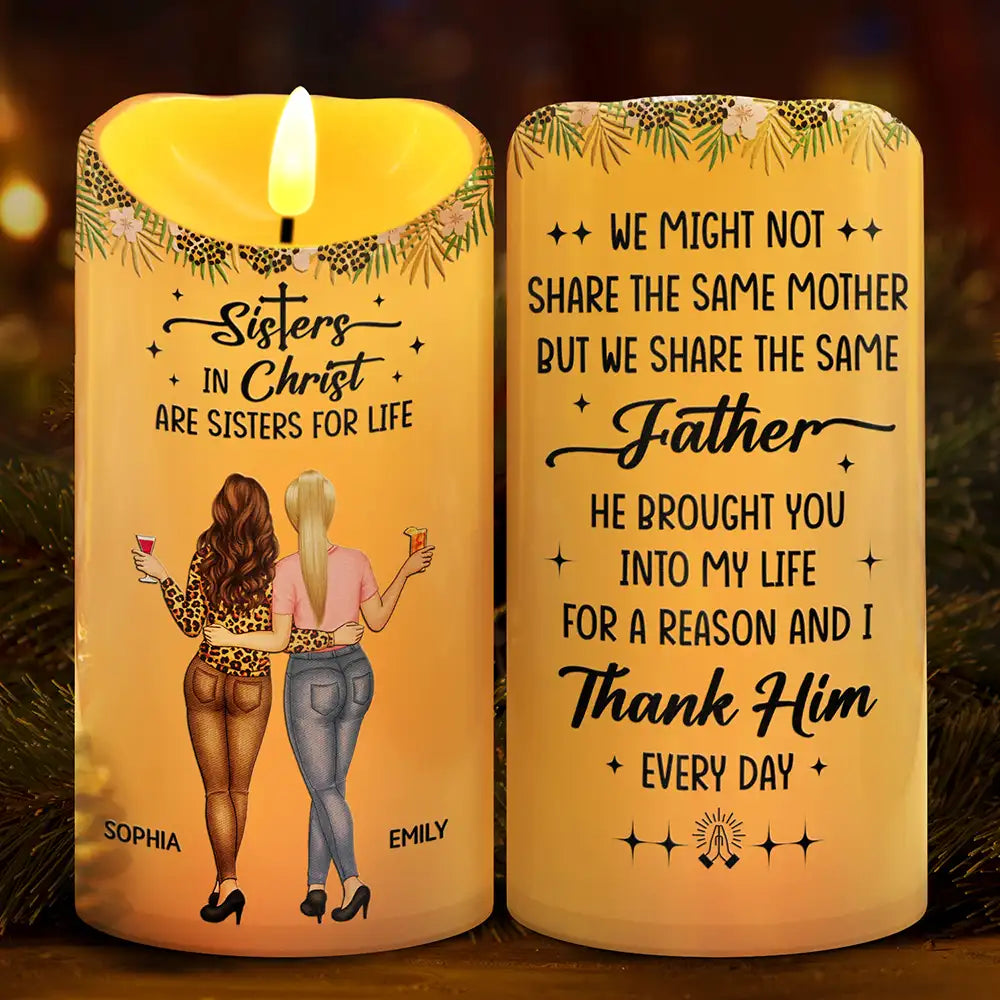 Sister In Christ - Gift For Christian Sister - Personalized Flameless LED Candle