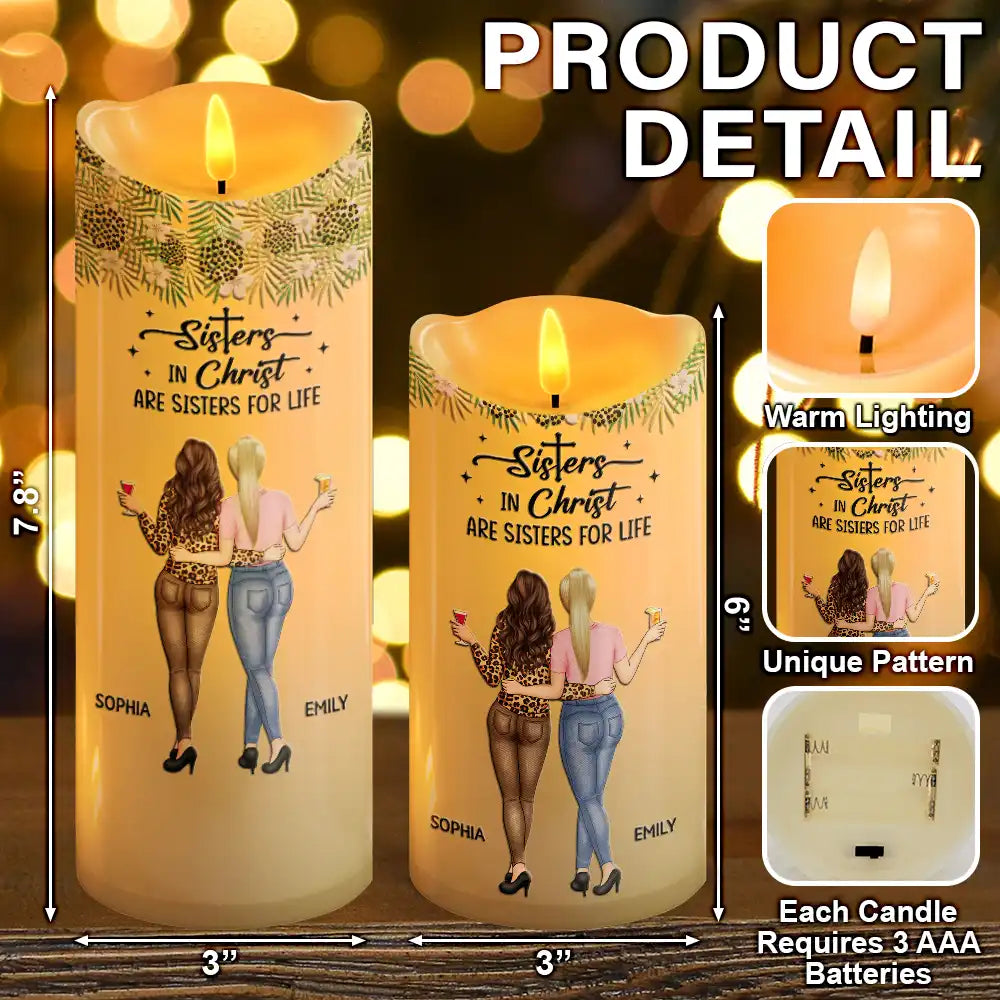 Christian,Christmas,Gift For Sisters - Sister In Christ - Gift For Christian Sister - Personalized Flameless LED Candle