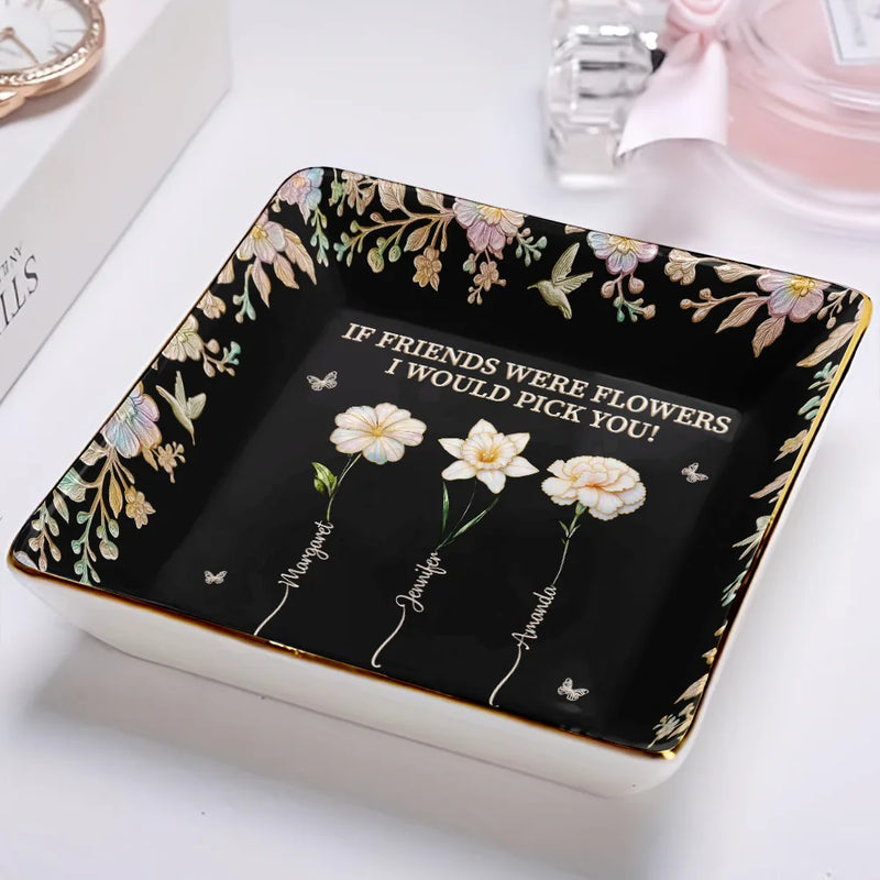 Gift For Sisters,Gift For Bestie,Custom Photo,Love - Sisters Are Different Flowers From The Same Garden Nacre Effect - Personalized Ring Dish