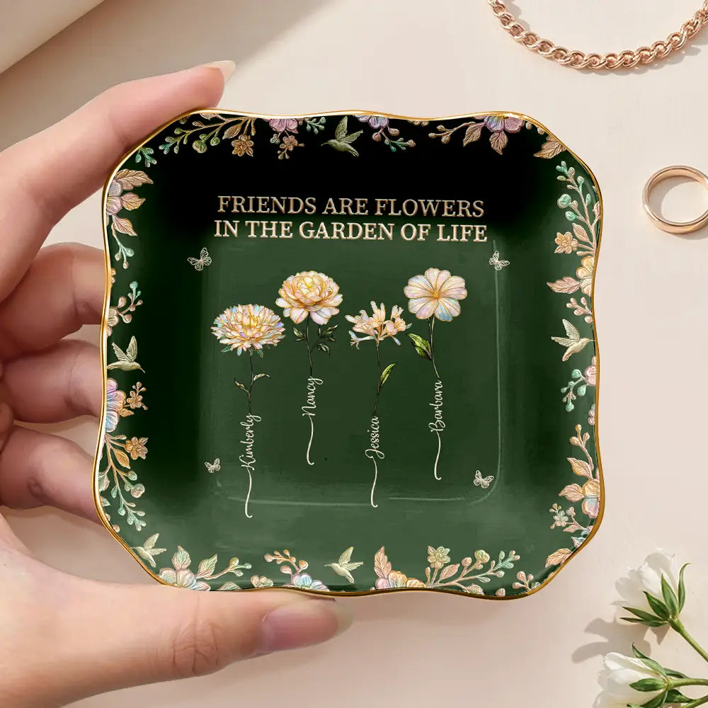 Gift For Sisters,Gift For Bestie,Custom Photo,Love - Sisters Are Different Flowers From The Same Garden Nacre Effect - Personalized Ring Dish