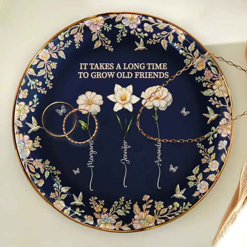 Gift For Sisters,Gift For Bestie,Custom Photo,Love - Sisters Are Different Flowers From The Same Garden Nacre Effect - Personalized Ring Dish