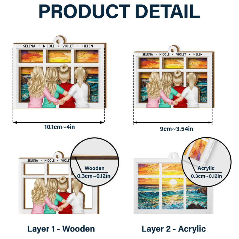 Gift For Yourself,Gift For Women,Gift For Sisters,Gift For Bestie,Christmas,Love - Sisters Besties By The Window - Personalized Suncatcher Ornament