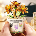 Gift For Cousin,Christmas,Gift For Sister,Gift For Sibling,Icon,Happy - Sisters Are Like Butterflies Crystal 3D Inflated Effect - Personalized Glass Flower Plant Pot