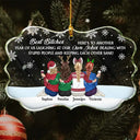 Gift For Bestie,Old Best friends,Gift For Sisters,Happy,Christma - Sitting Besties Here's To Another Year Of Us - Personalized Medallion Glass Ornament