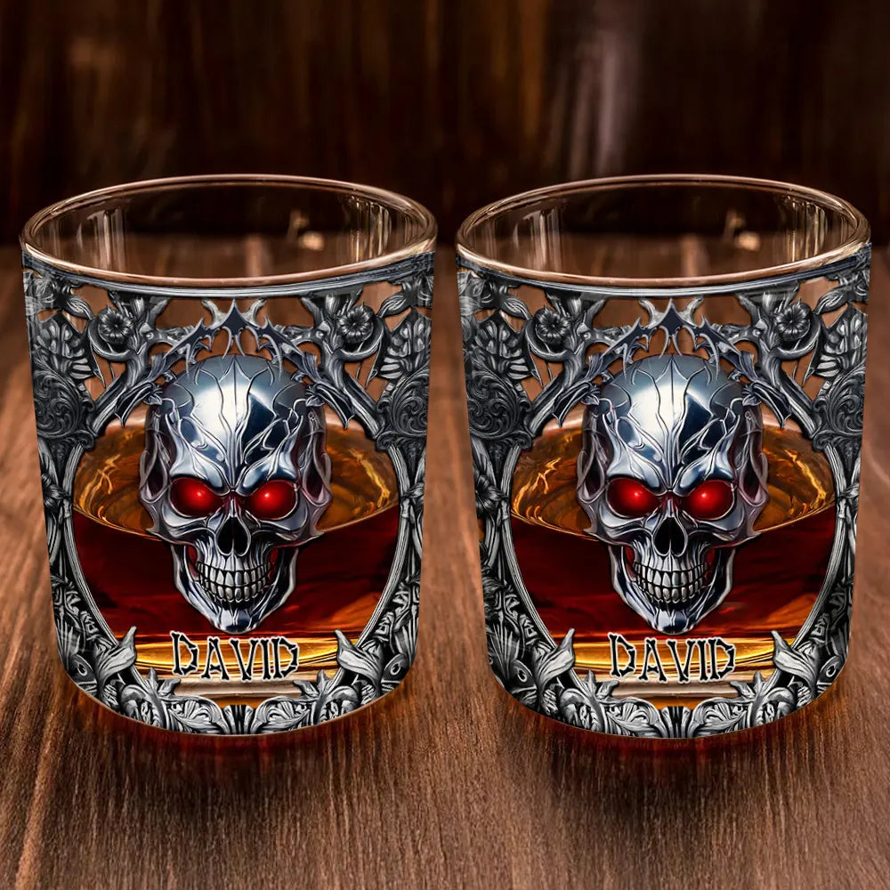 Gift For Yourself,Gift For Men,Happy - Skeleton Gothic Favorite Spirit Is Whiskey - Personalized Whiskey Glass