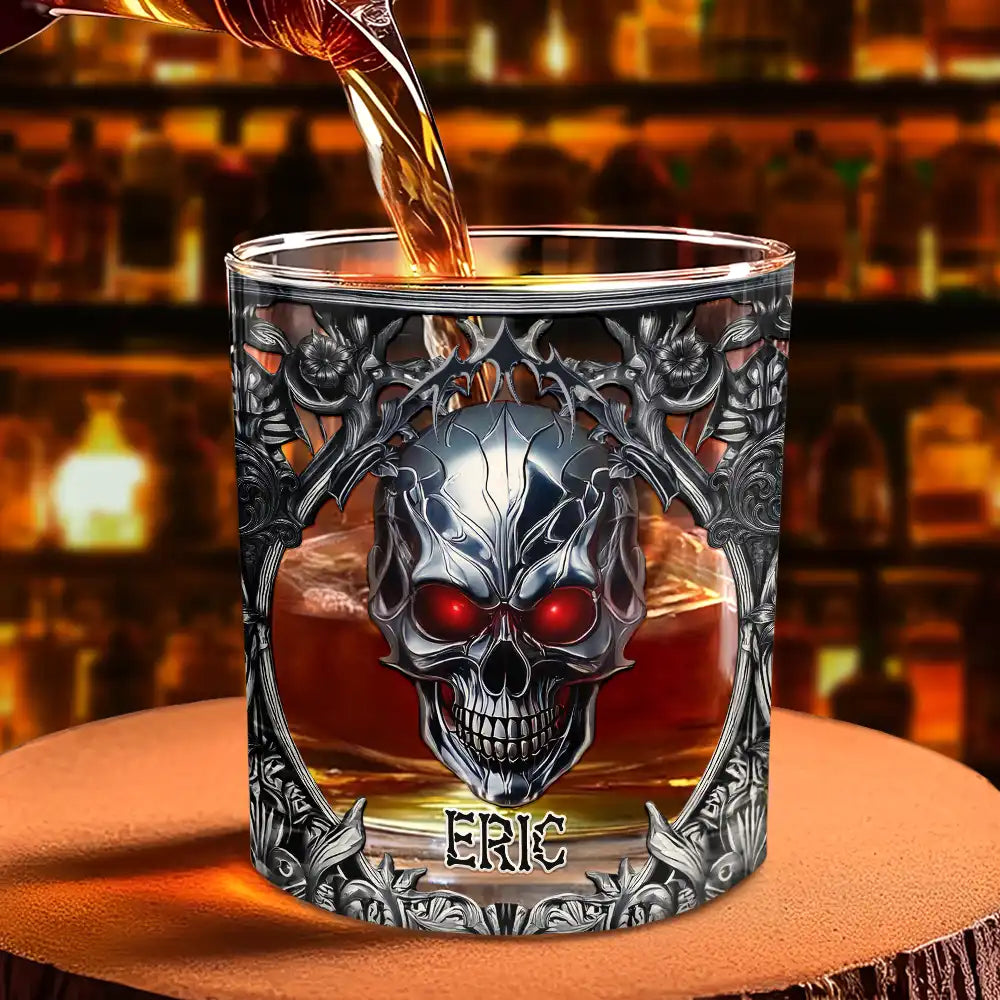 Gift For Yourself,Gift For Men,Happy - Skeleton Gothic Favorite Spirit Is Whiskey - Personalized Whiskey Glass