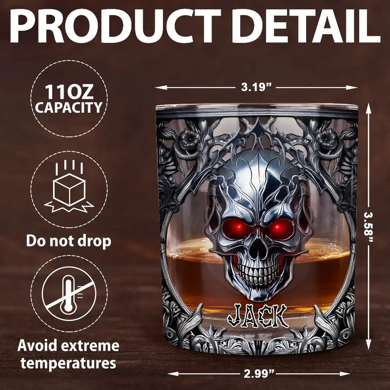 Gift For Yourself,Gift For Men,Happy - Skeleton Gothic Favorite Spirit Is Whiskey - Personalized Whiskey Glass