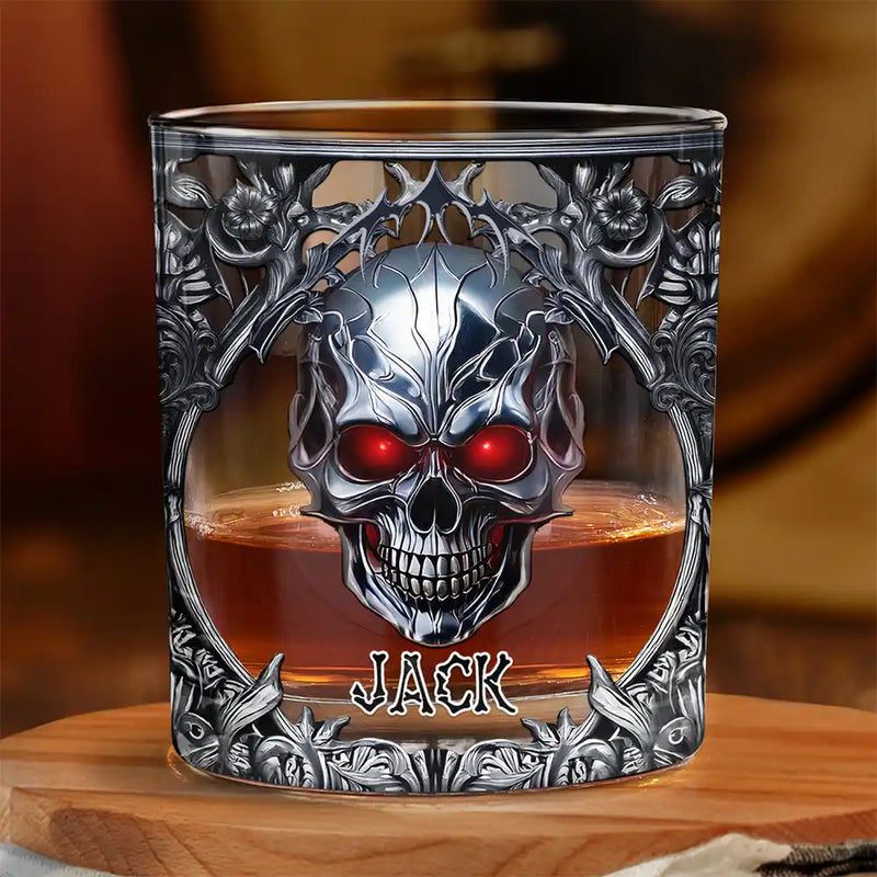 Gift For Yourself,Gift For Men,Happy - Skeleton Gothic Favorite Spirit Is Whiskey - Personalized Whiskey Glass