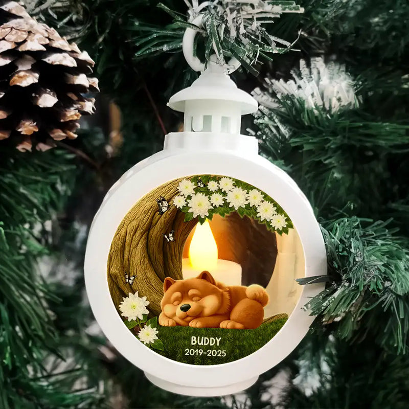 Christmas,Dog Lovers,Memorial,Non-Eng - Sleep Peacefully Under the Memory Tree - Personalized Candlelight Lantern Ornament