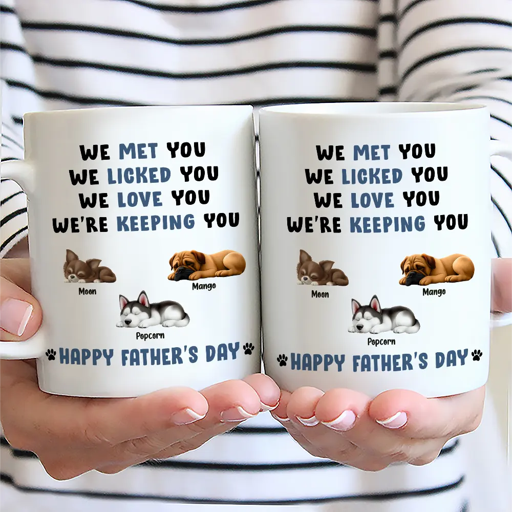 Dog Lovers, Dog Dad, Happy, Pet Lovers, Pet Dad - Sleeping Dog I Love You Dad - Personalized Mug