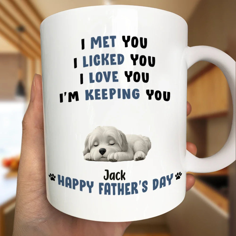 Dog Lovers, Dog Dad, Happy, Pet Lovers, Pet Dad - Sleeping Dog I Love You Dad - Personalized Mug