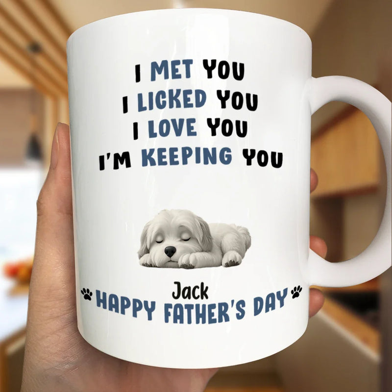 Dog Lovers, Dog Dad, Happy, Pet Lovers, Pet Dad - Sleeping Dog I Love You Dad - Personalized Mug