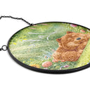 Dog Lovers,Dog Mom,Dog Dad,Happy - Sleeping Dog In The Garden - Personalized Stained Glass Window Hanging Suncatcher