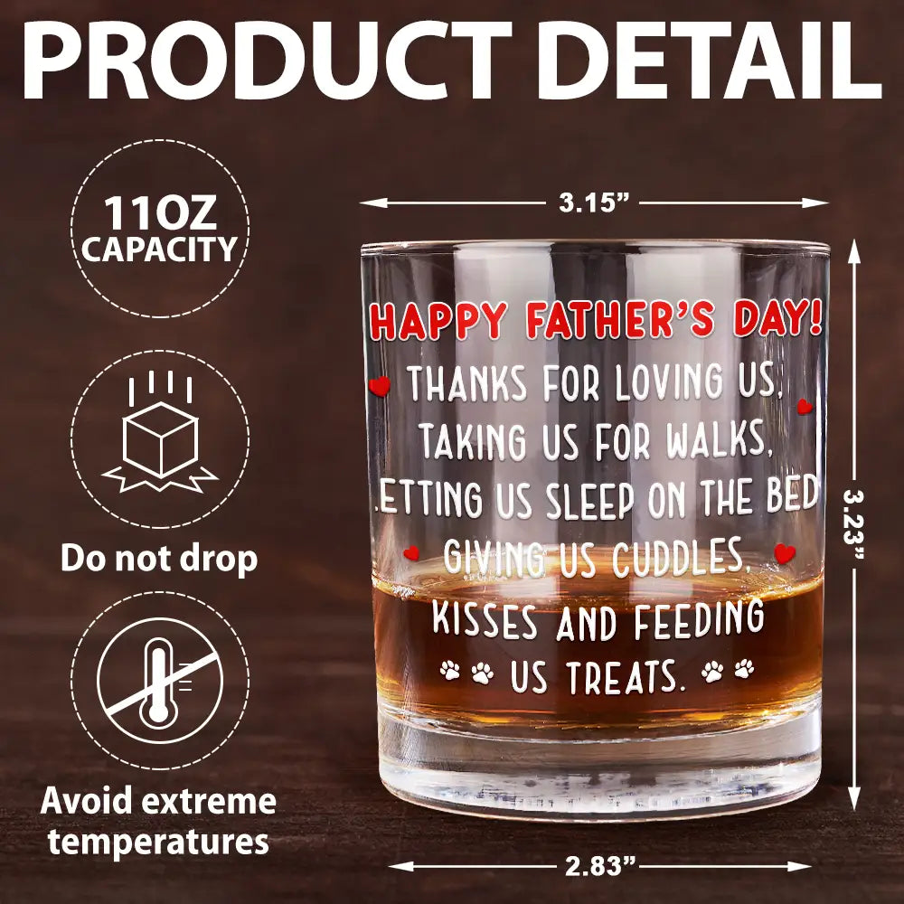 Pet Lovers, Pet Dad, Dog Lovers, Dog Dad, Happy, Gift For Father - Sleeping Dog Thanks For Loving Me - Personalized Whiskey Glass
