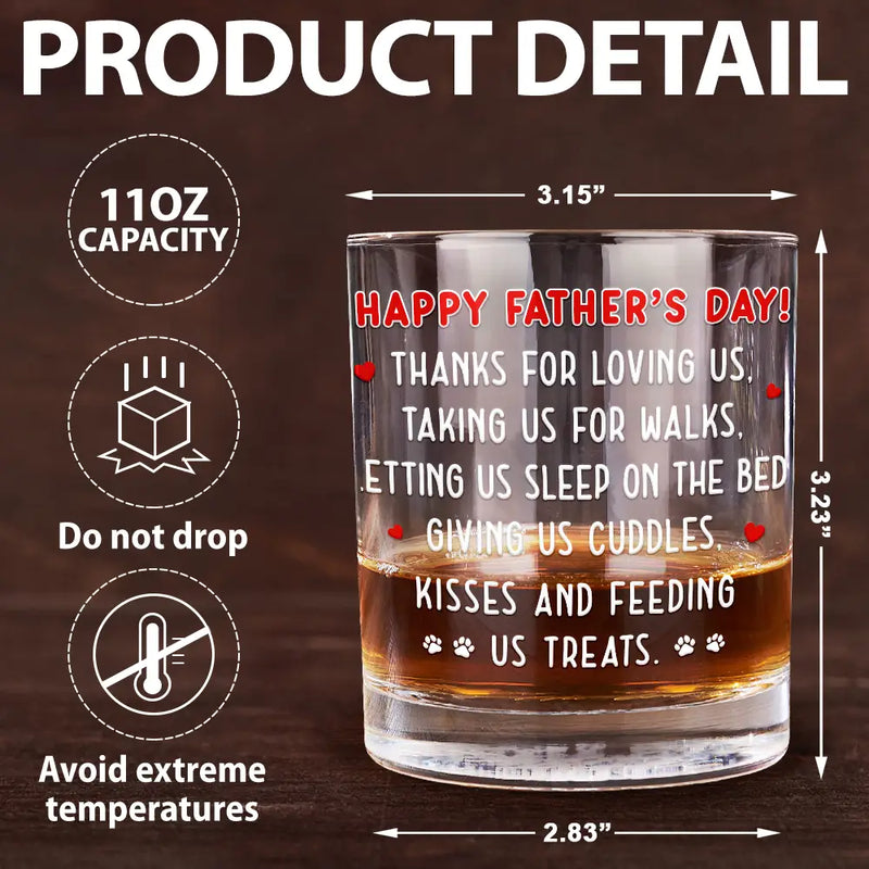 Pet Lovers, Pet Dad, Dog Lovers, Dog Dad, Happy, Gift For Father - Sleeping Dog Thanks For Loving Me - Personalized Whiskey Glass