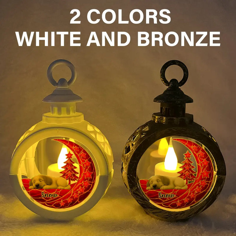 Dog Lovers,Dog Mom,Dog Dad,Dog Couple,Love,Christmas,Top Market - Sleeping Dog With Stars 3D Effect - Personalized Candlelight Lantern Ornament