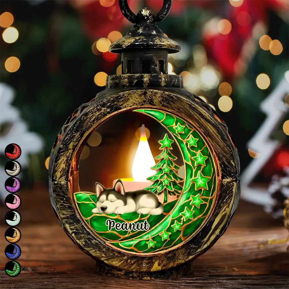 Dog Lovers,Dog Mom,Dog Dad,Dog Couple,Love,Christmas,Top Market - Sleeping Dog With Stars 3D Effect - Personalized Candlelight Lantern Ornament