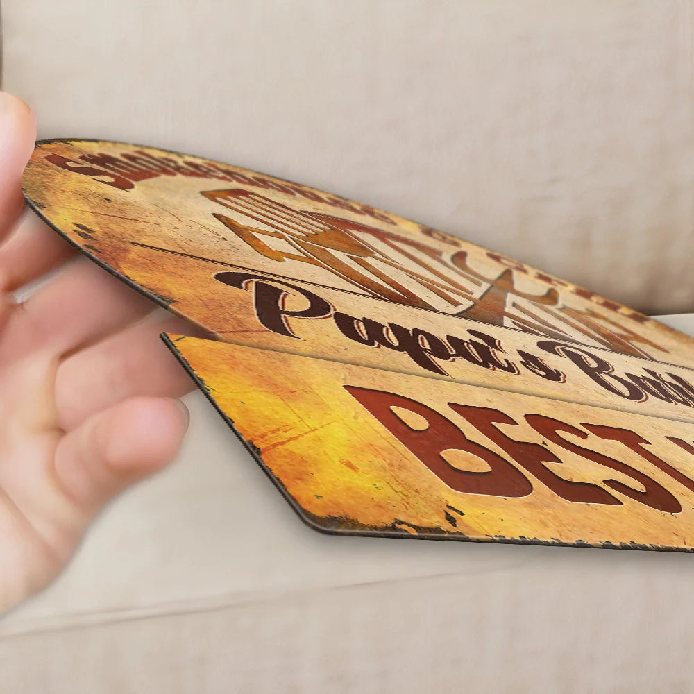 Gift For Father, Grilling, Happy - Smokehouse & Grill Dad's Barbeque - Personalized Custom Shaped Metal Sign