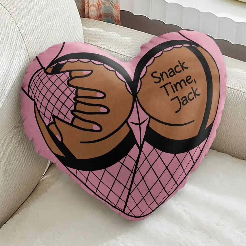 Gift For Husband,Gift For Boyfriend,Gift For Couples,Funny - Snack Time Husband Hot Wife Spicy Couple - Personalized Heart Shaped Pillow