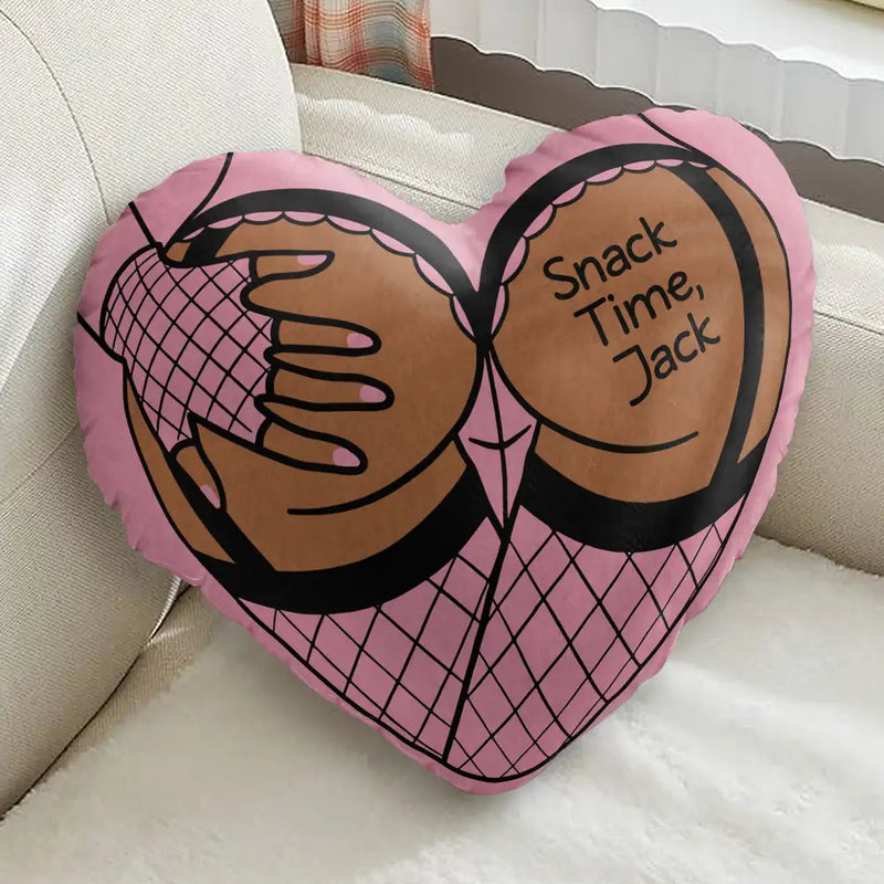 Gift For Husband,Gift For Boyfriend,Gift For Couples,Funny - Snack Time Husband Hot Wife Spicy Couple - Personalized Heart Shaped Pillow