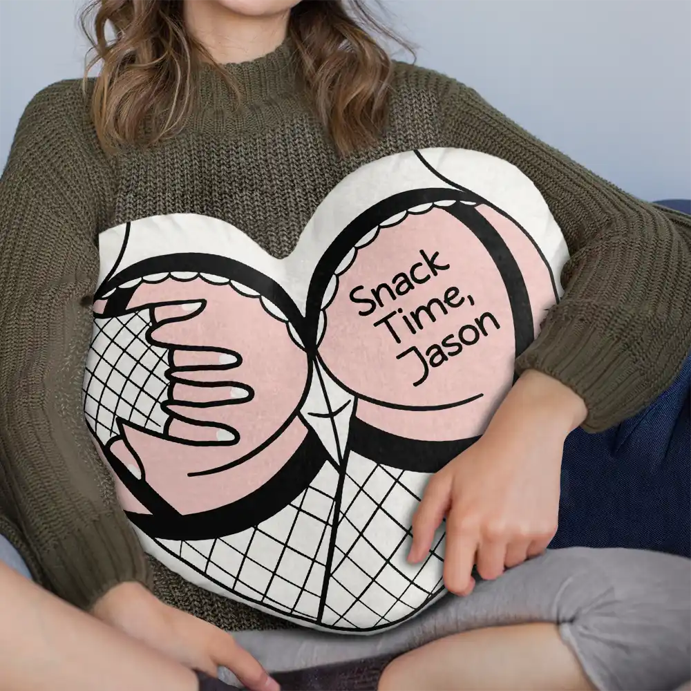 Gift For Husband,Gift For Boyfriend,Gift For Couples,Funny - Snack Time Husband Hot Wife Spicy Couple - Personalized Heart Shaped Pillow