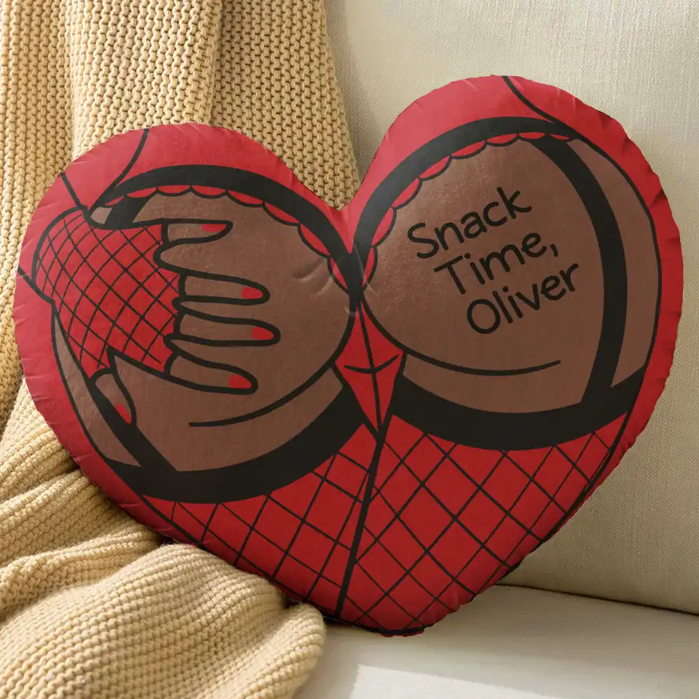 Gift For Husband,Gift For Boyfriend,Gift For Couples,Funny - Snack Time Husband Hot Wife Spicy Couple - Personalized Heart Shaped Pillow