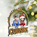 Gift For Bestie,Christmas,Happy,Gift For Sisters,Gift For Brothers,Gift For Sibling,Cousin - Snowball Besties Friends Siblings Forever - Personalized 2-Layered Mix Ornament