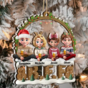 Gift For Bestie,Christmas,Happy,Gift For Sisters,Gift For Brothers,Gift For Sibling,Cousin - Snowball Besties Friends Siblings Forever - Personalized 2-Layered Mix Ornament