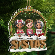 Gift For Bestie,Christmas,Happy,Gift For Sisters,Gift For Brothers,Gift For Sibling,Cousin - Snowball Besties Friends Siblings Forever - Personalized 2-Layered Mix Ornament