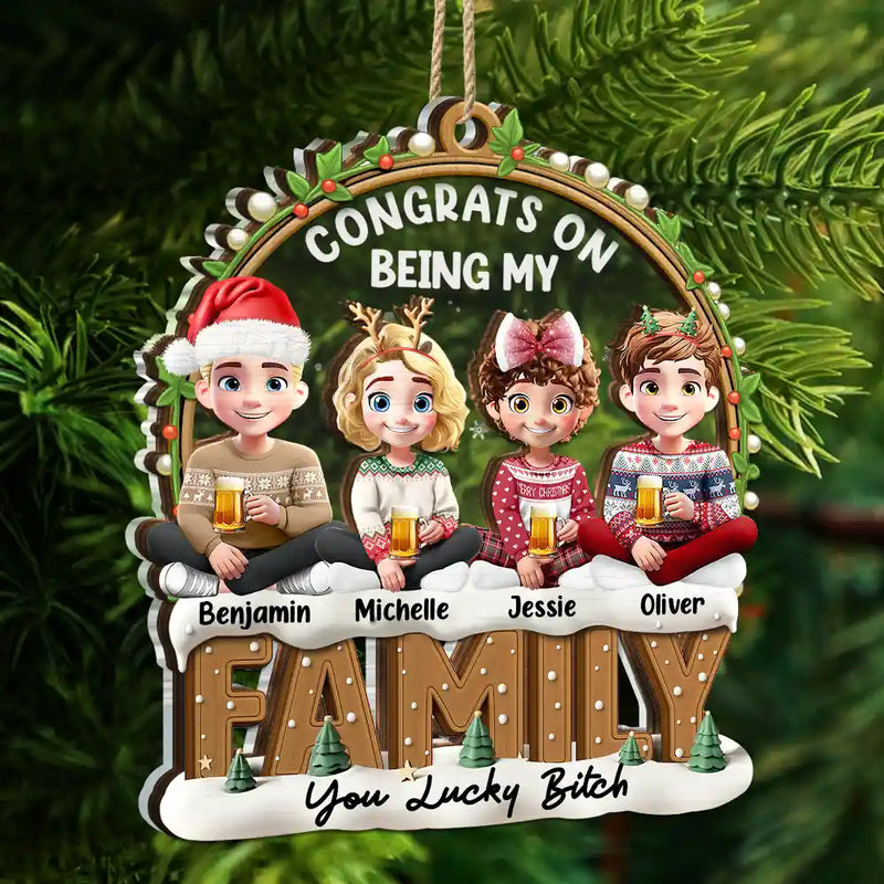 Gift For Bestie,Christmas,Happy,Gift For Sisters,Gift For Brothers,Gift For Sibling,Cousin - Snowball Congrats On Being My Besties Friends Siblings - Personalized 2-Layered Mix Ornament