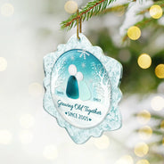 Gift For Couples,Old Couples,Gift For Husband,Gift For Wife,Gift For Boyfriend,Gift For Girlfriend,Love,Christmas - Snowflakes Growing Old Together - Personalized Custom Shaped Acrylic Ornament