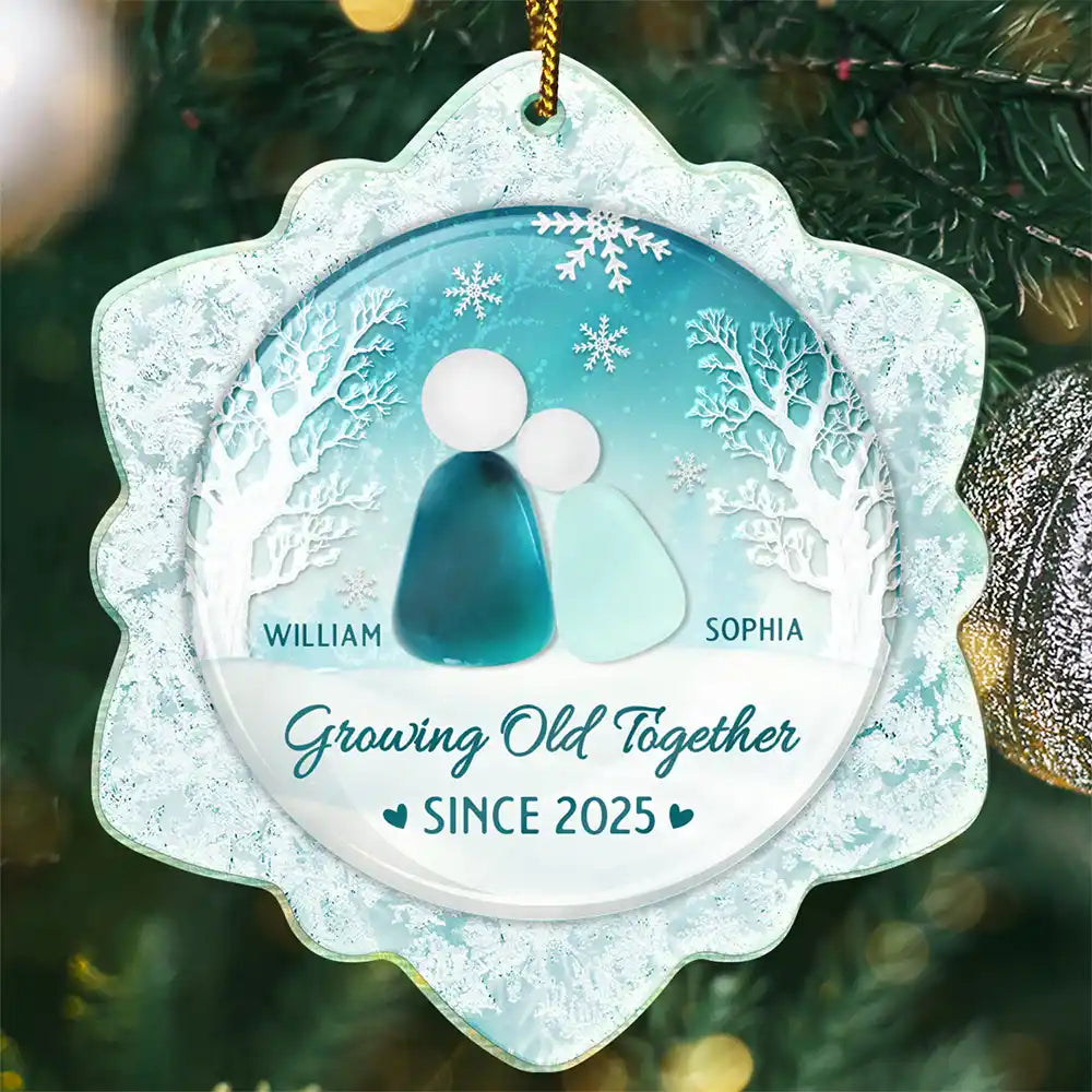 Snowflakes Growing Old Together - Personalized Custom Shaped Acrylic Ornament