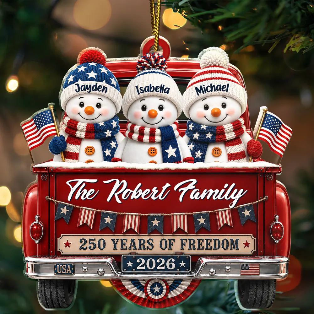 Top Market,Independence Day,America 250th,Christmas,Proud,Family,Icon - Snowman 250 Years Of Freedom - Personalized Custom Shaped Acrylic Ornament